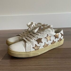 White Sneakers with Gold Stars